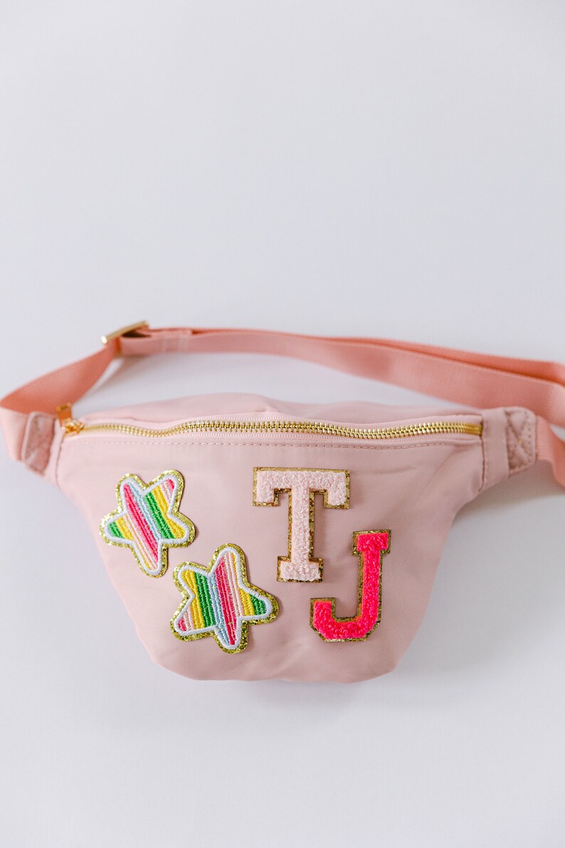 Personalized Nylon Fanny Pack Chenille Letter Patch Fanny Pack Custom Belt Bag Bachelorette Party Fanny Packs Patch Bag image 5