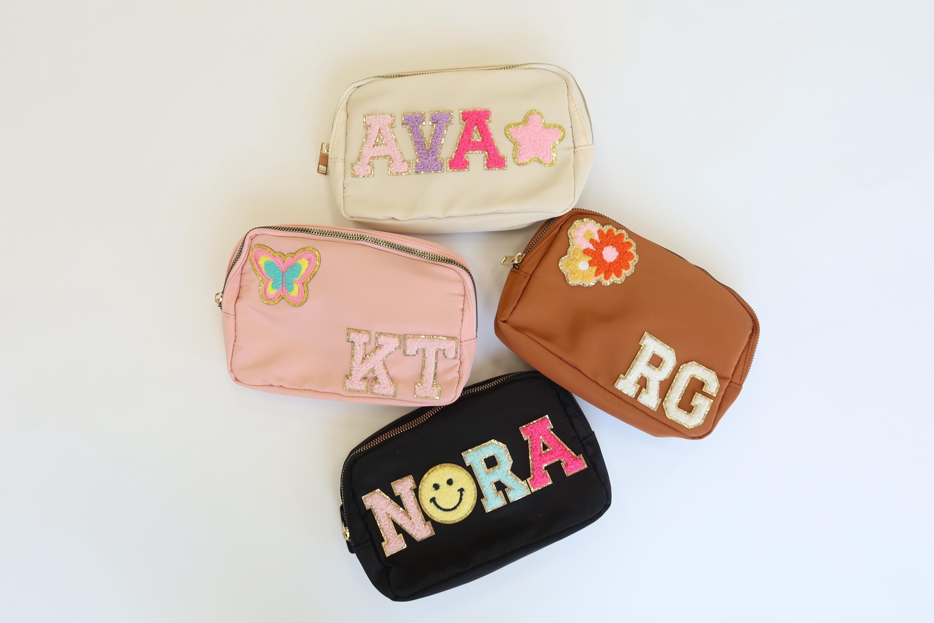 Custom Nylon Belt Bag | Personalized Chenille Letter Patch Crossbody | Kids Custom Belt Bag | Chenille Patch Fanny Pack
