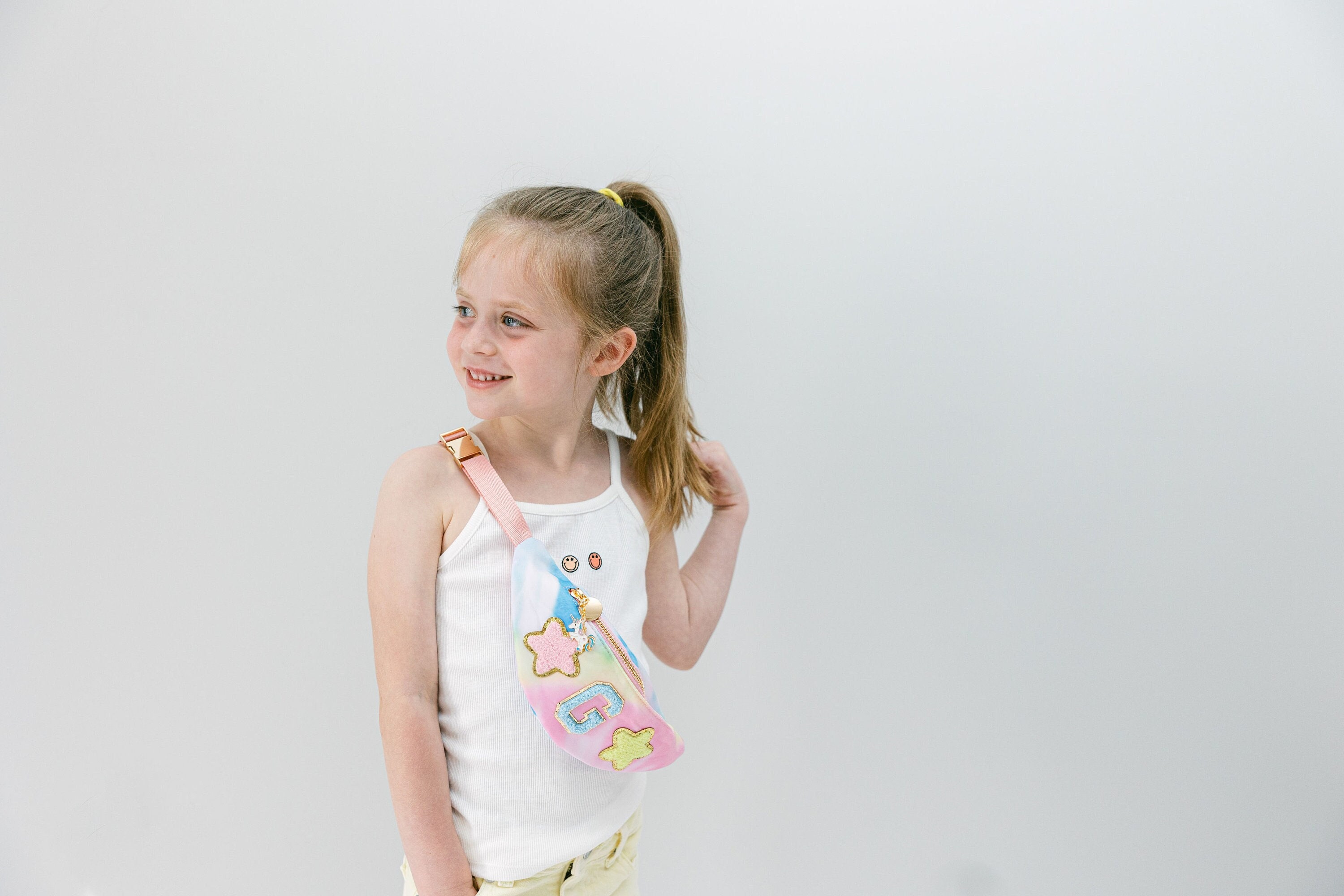 Personalized Kids Nylon Fanny Pack | Custom Chenille Letter Patch Belt Bag | Mini Crossbody Bag for Children