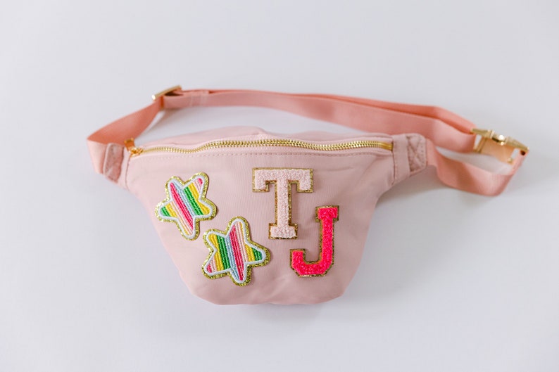 Personalized Nylon Fanny Pack Chenille Letter Patch Fanny Pack Custom Belt Bag Bachelorette Party Fanny Packs Patch Bag image 3