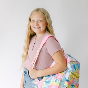 Personalized Tie Dye Backpack Customizable Chenille Patch Bag Kid Backpack Back to School Bag Personalized Gift Custom Patches Bag image 3