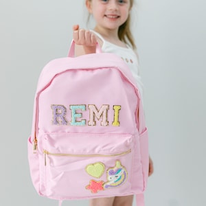 Mochila de nailon personalizada / Bolsa de parche Chenille personalizable / Mochila para niños / Bolsa de regreso a la escuela / Regalo personalizado / Bolsa de parches personalizados