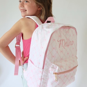 Personalized Pink Bow Backpack and Lunch Box Set | Embroidered Name Backpack | Kid Back to School Bag | Custom Bow Backpack and Lunch Box