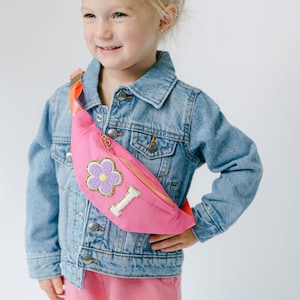 Gepersonaliseerde nylon heuptasje voor kinderen Chenille Letter Patch Heuptasje Aangepaste kinderriemtas Mini-heuptasje voor kinderen Crossbody-patchtas afbeelding 3