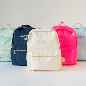 Sac à dos brodé personnalisé | Prénom brodé personnalisé | Sac à dos monogramme | Retour au sac d'école | Sac à dos pour enfants | Symboles appliqués