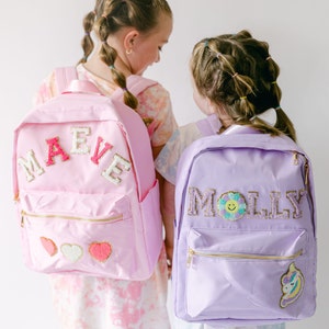 Mochila de nylon personalizada | Saco customizável do remendo do Chenille de <br> Entrega Rápida? Mochila infantil | Mochila de volta às aulas | Presente personalizado | Bolsa de patches personalizada