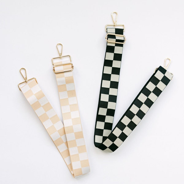 Checkered Adjustable Strap | Stadium Bag Strap | Clear Bag Strap | Checker Strap | Guitar Strap |  Interchangeable Wide Strap | Concert Bag