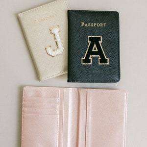 Personalized Passport Cover Chenille Letter Patch Passport Cover Passport Holder Bride Passport Cover Travel Wallet image 5