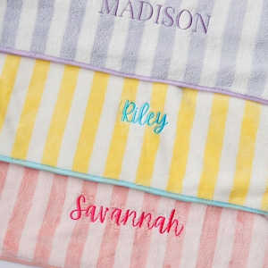 Personalized Cabana Striped Beach Towel | Embroidered Beach Towel | Embroidered Pool Towel | Custom Name Towel | Custom Cabana Towel