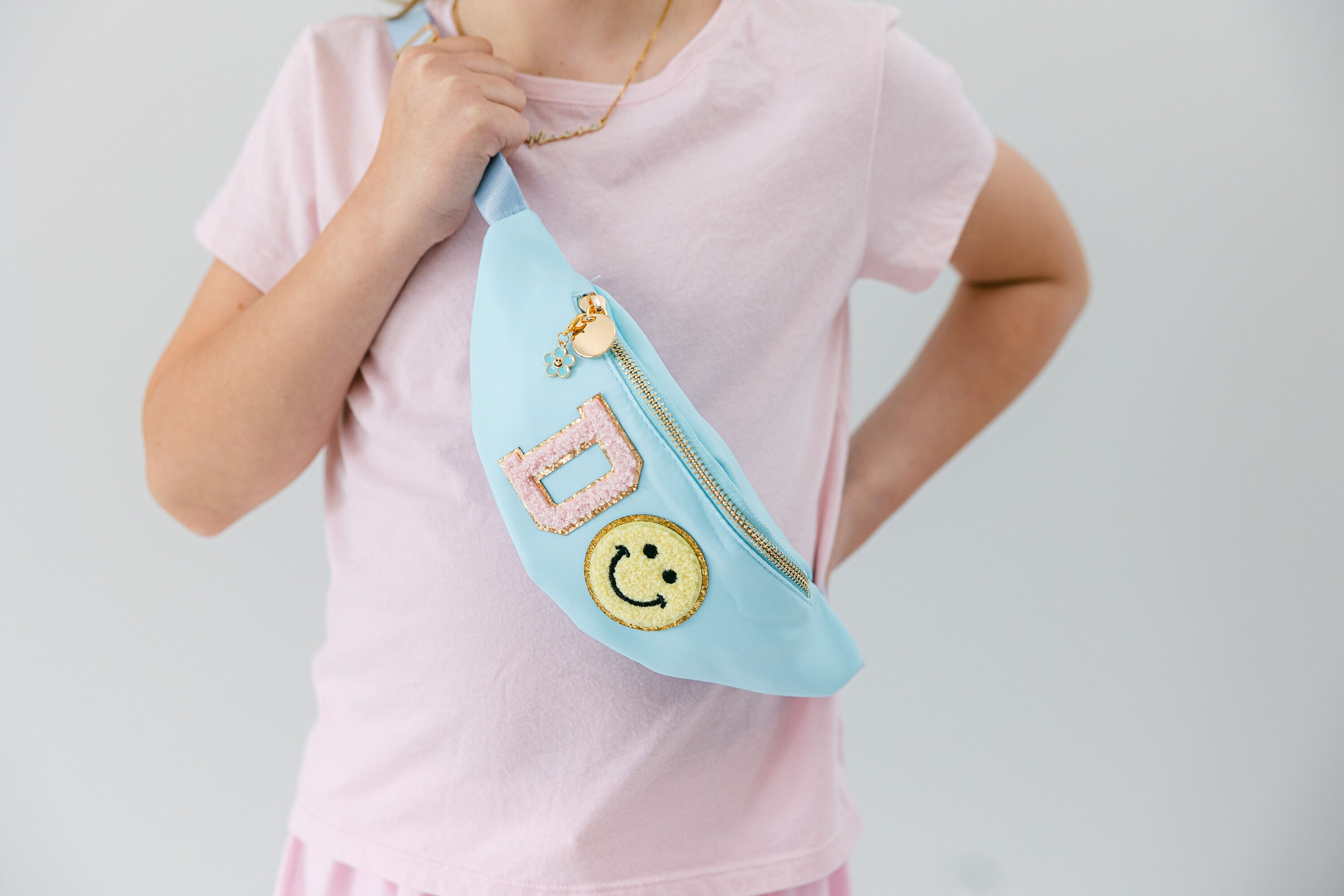 Personalized Kids Nylon Fanny Pack | Custom Chenille Letter Patch Belt Bag | Mini Crossbody Bag for Children