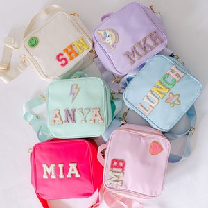 Personalized Nylon Lunch Box | Customizable Chenille Patch Bag | Kid Lunch Bag | Back to school Bag | Personalized Gift | Custom Patches Bag