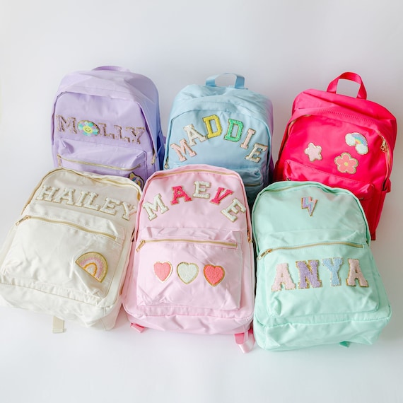 Personalized Nylon Backpack Customizable Chenille Patch Bag 