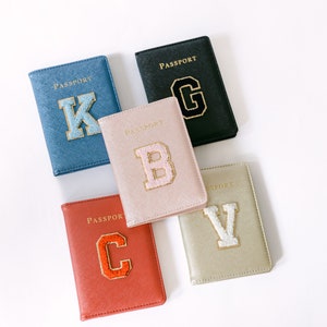 Personalized Passport Cover Chenille Letter Patch Passport Cover Passport Holder Bride Passport Cover Travel Wallet image 6