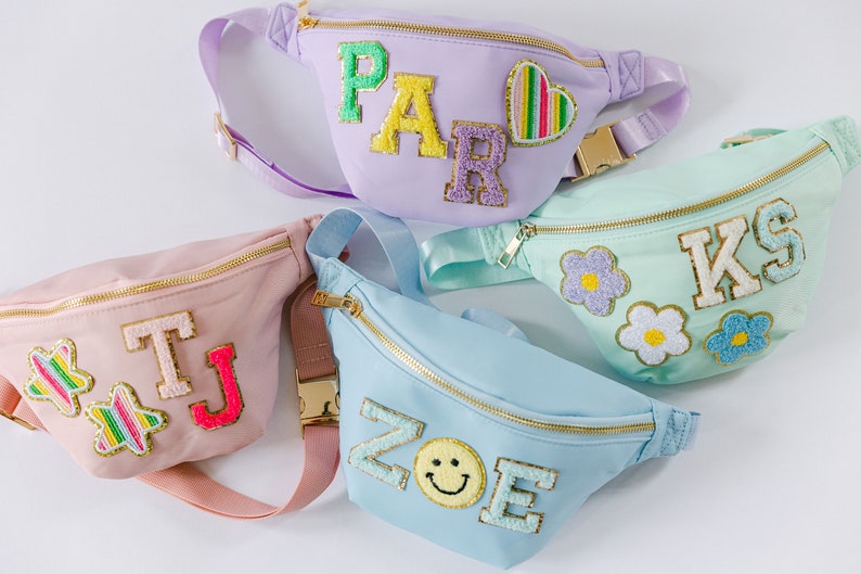 Personalized Nylon Fanny Pack Chenille Letter Patch Fanny Pack Custom Belt Bag Bachelorette Party Fanny Packs Patch Bag image 6