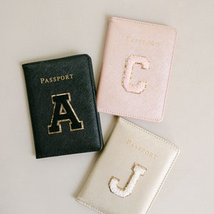 Personalized Passport Cover Chenille Letter Patch Passport Cover Passport Holder Bride Passport Cover Travel Wallet image 2