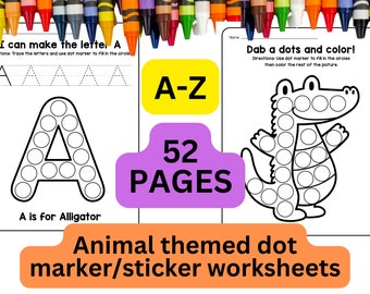 Alphabet Do-A-Dot Activity Pages, Perfect for Toddler Activity, Dot Marker Worksheet for Preschool Activity Dab Markers Preschool Printable