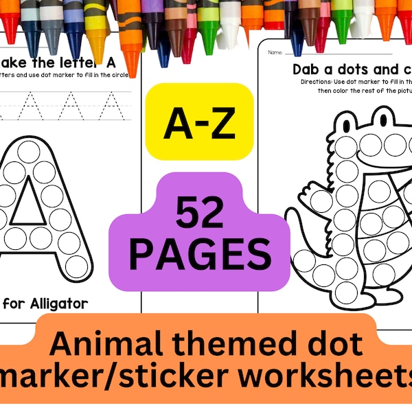 Alphabet Do-A-Dot Activity Pages, Perfect for Toddler Activity, Dot Marker Worksheet for Preschool Activity Dab Markers Preschool Printable