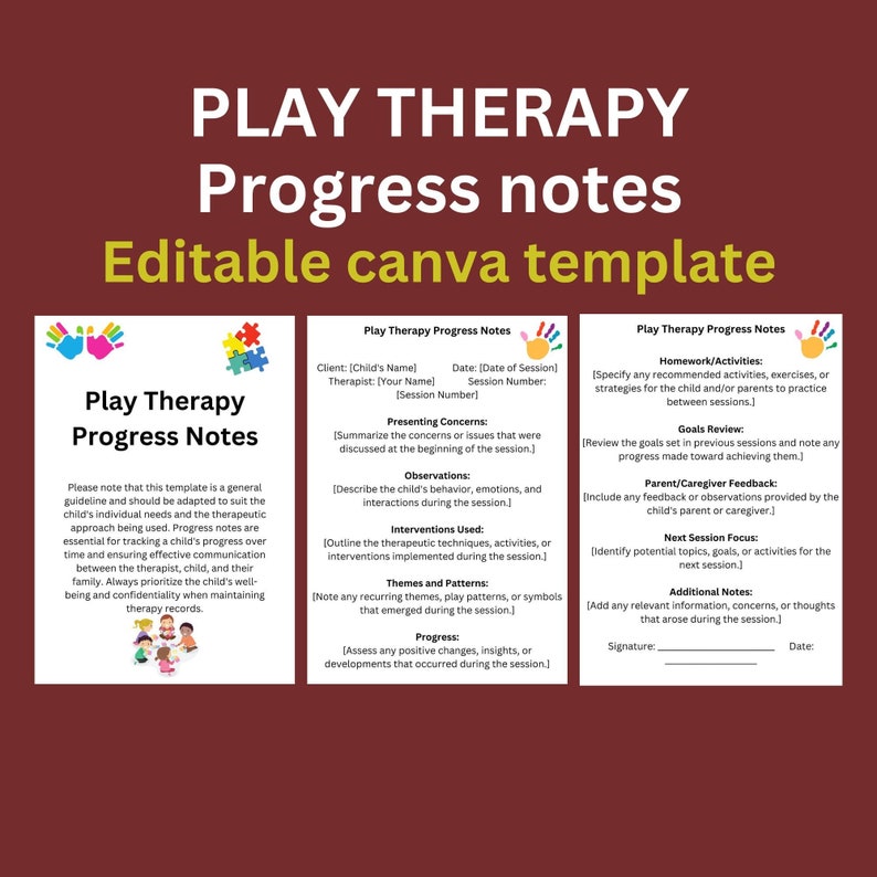 Play Therapy Progress Report Editable Therapeutic Interventions List