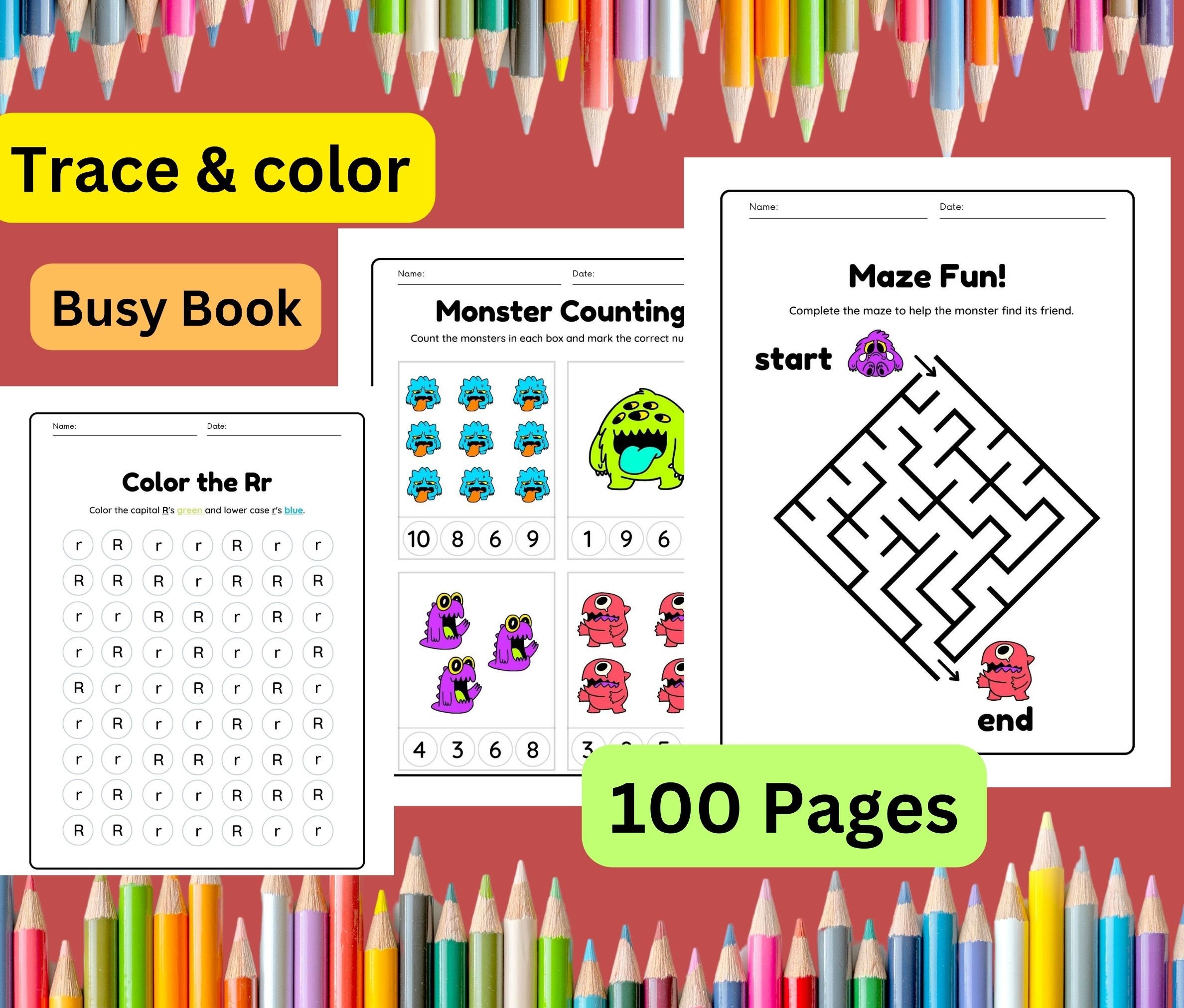 100 Summer Kids Activities, Kindergarten Digital, Printable Activity ...
