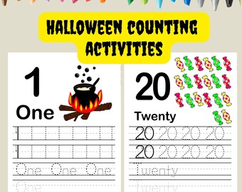 Counting halloween activities halloween learning trace & color numbers,halloween preschool, homeschool activity,preschool printables number