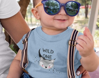 Wild One Baby Fox Snap Bodysuit, First Birthday Onesie, Wild One Birthday Shirt, Wild One Themed Baby Shower Gift, Night Themed Baby Pajamas