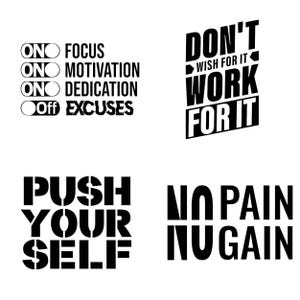 Motivierende Zitate Wandaufkleber - Haus, Fitnessstudio, Büro - Vinyl Wandaufkleber Kunst Aufkleber Aufkleber Zitat für Home Gym Fitness Sport Workout Büro