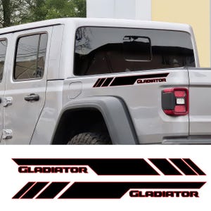 Custom Side Jeep Gladiator Decal Kit - Red Outline - Rubicon Style Upgrade - Easy Installation