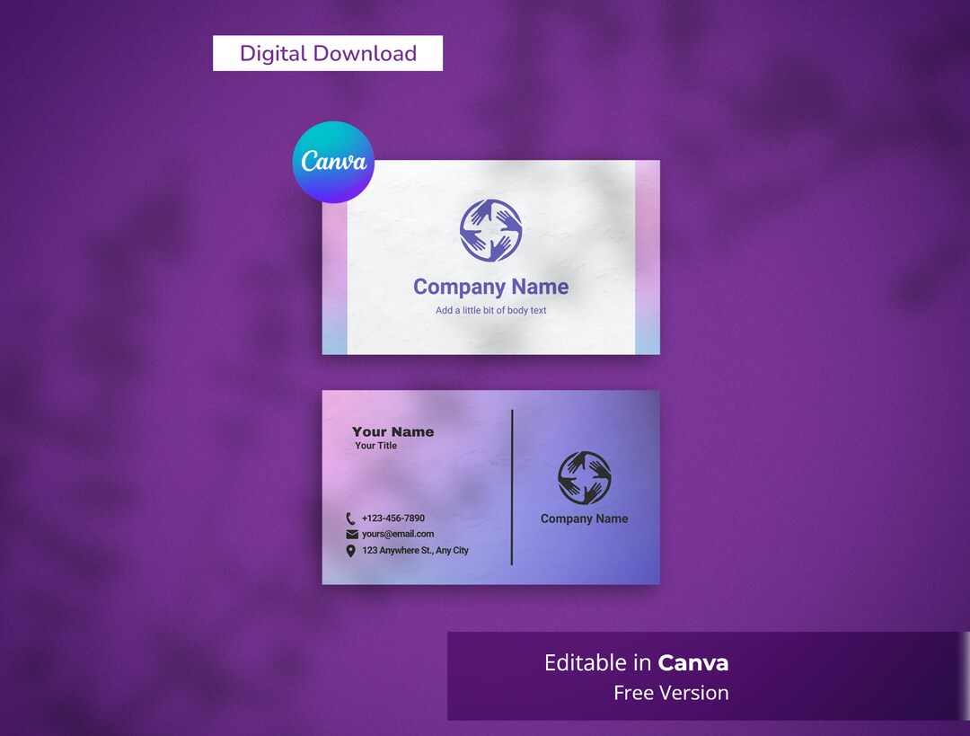 Editable Gradient Business Cards Customizable in Canva Etsy