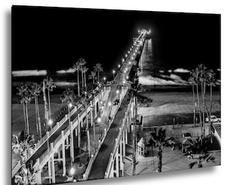 Oceanside Pier Black and White Photo: San Diego California Beach Art