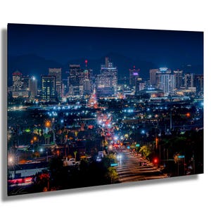 Phoenix Skyline Art Print: Footprint Center Sunrise, Arizona Cityscape