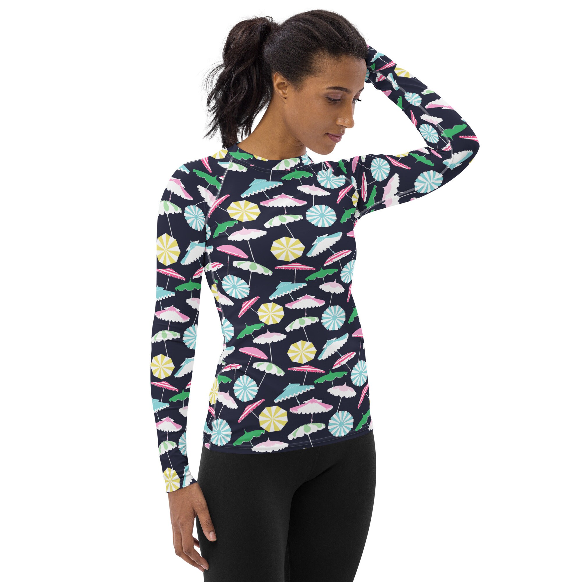 Beach Umbrella Party Coastal Preppy Women's Rash Guard UPF 50+ - Etsy
