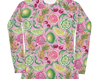 Palm Beach Fruit Bowl Coastal Preppy Women's Rash Guard UPF 50+