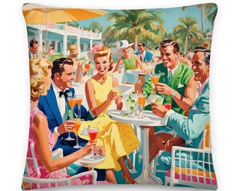 Palm Beach Cocktail Party Throw Pillow: Coastal Preppy Decor