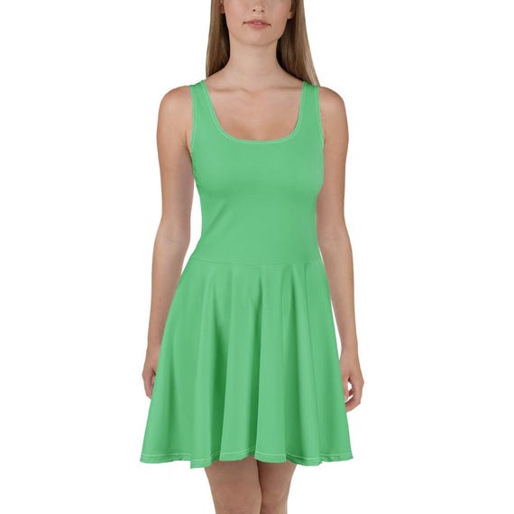 Jersey Knit Kelly Green Skater Dress womens casual