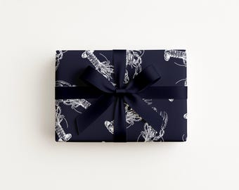 Nauti Love Lobster Navy Blue Gift Wrap