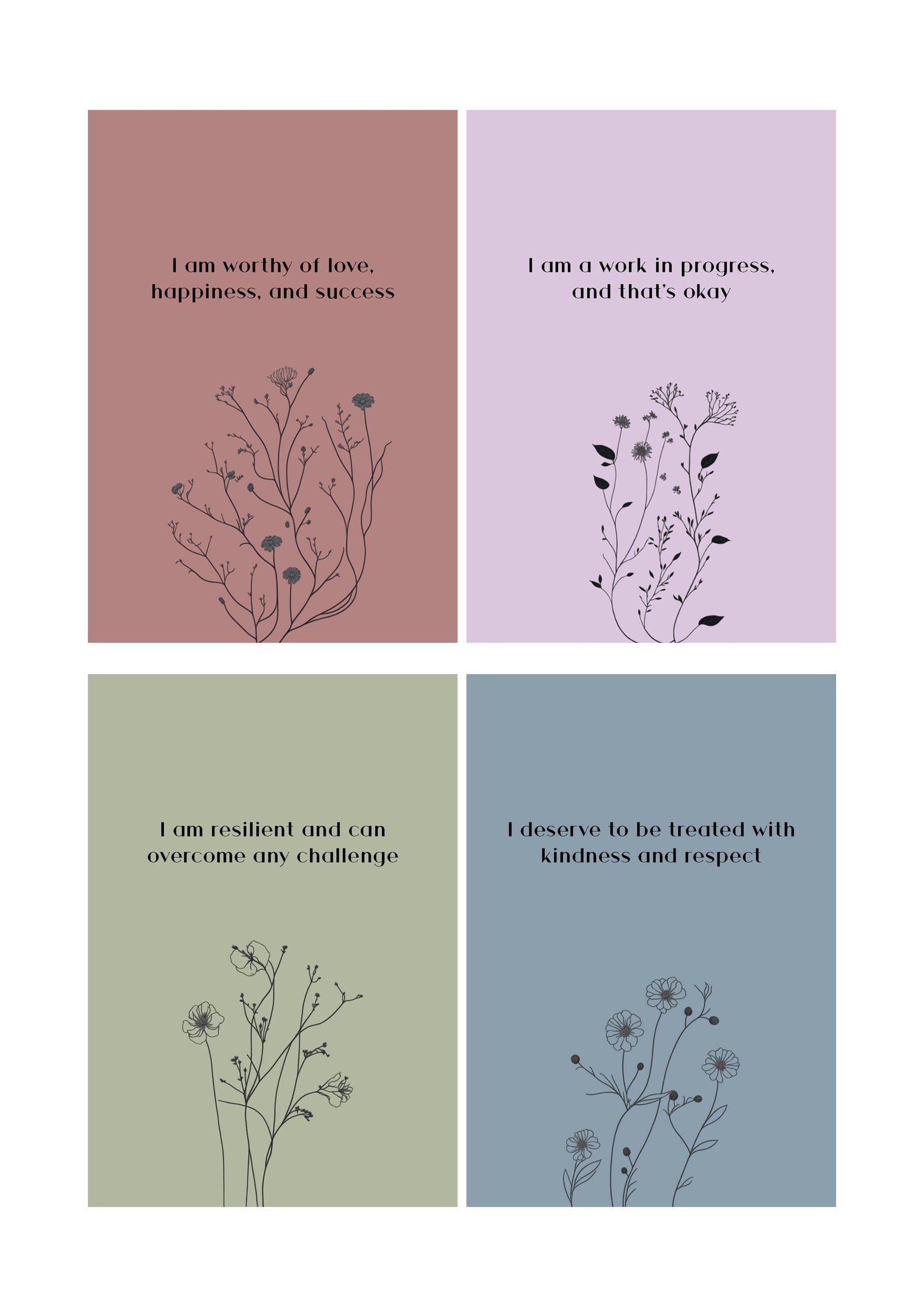 Printable Affirmation Cards, Self Care & Mindfulness Quotes, Digital ...