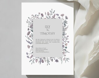 Blumenhochzeits-Einladungs-Vorlagen-Bundle: 16 bearbeitbare Canva-Karten (digitaler Download)