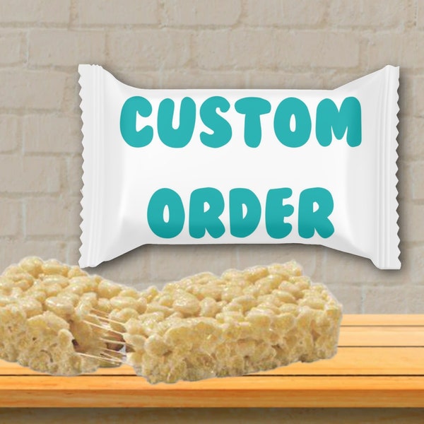 Custom Order Krispies Treats, Rice Krispies Label, Custom Birthday, Rice Krispy Treat