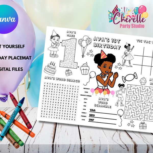 Gracie's Corner Activity Sheet, Gracie's Corner Birthday Placemat