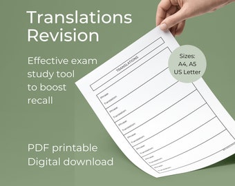 Translations Phrases Revision Sheet, Student Printable Revision Resource, A4 PDF, Exam Prep, Revision Planner, Study Resource