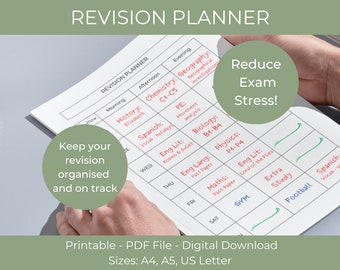 Exam Study Planner Printable Pack | Student Exam Revision Template ...