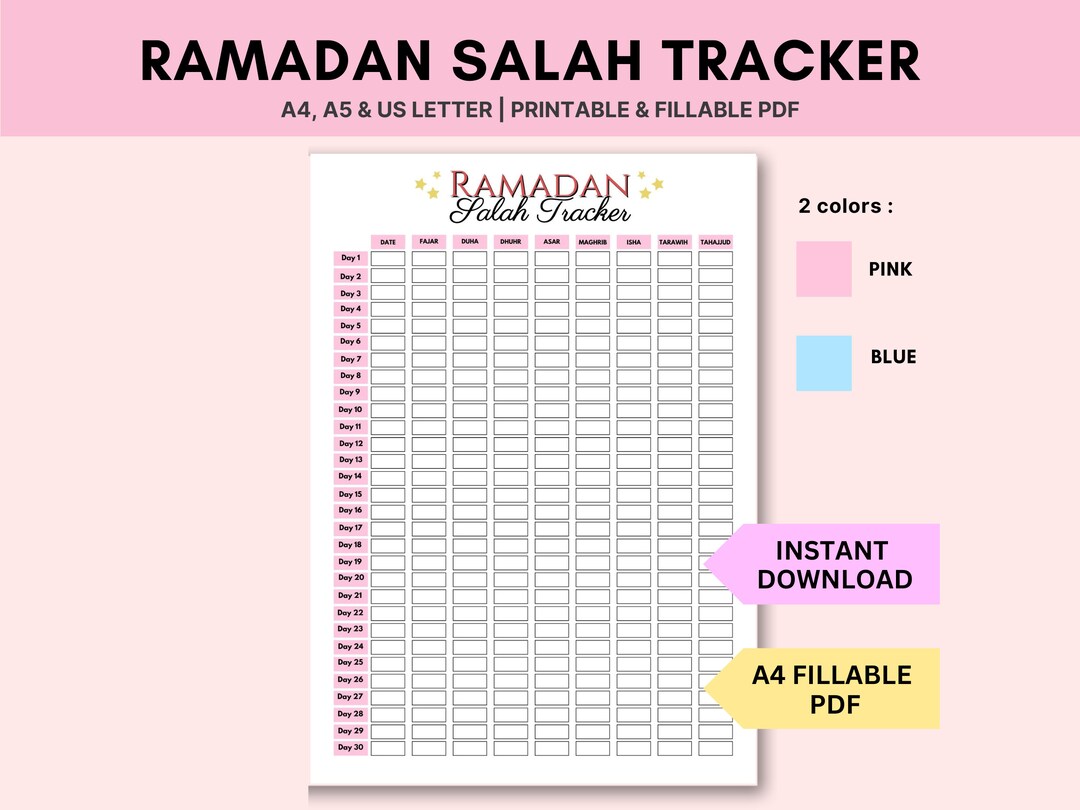 Salah Tracker Printable Ramadan Planner Printable Ramadan - Etsy