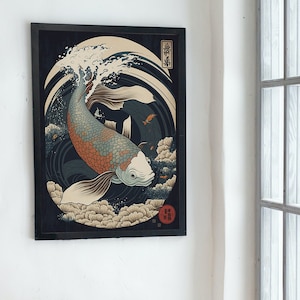 Japanese Koi Fish Art - Ukiyo-e Art - Printable Digital Download