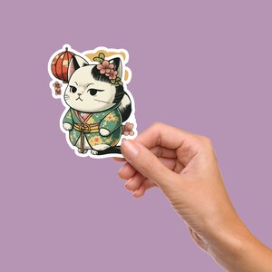 Cute Japanese Cat Sticker - Vinyl Sticker