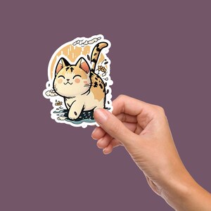 Cute Japanese Cat Sticker - Vinyl Sticker