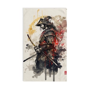 Colorful Samurai Hand Towel - Vibrant Japanese Art - Soft and Durable