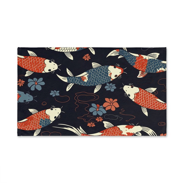 Handtuch mit bunten Koi-Fischen - Lebhaftes japanisches Muster - Weich und strapazierfähig