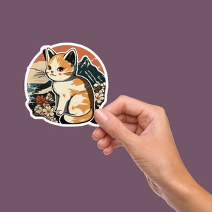 Cute Japanese Cat Sticker - Vinyl Sticker