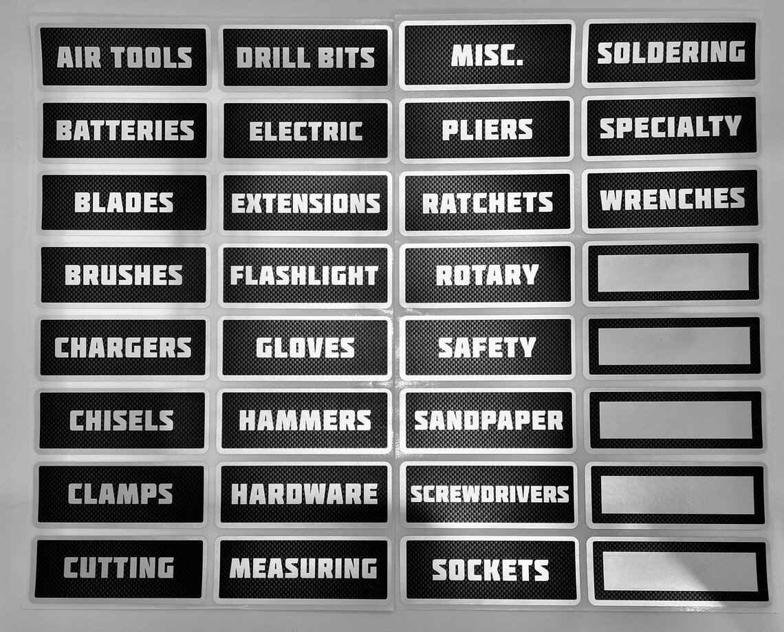 Metallic Tool Box Labels Etsy