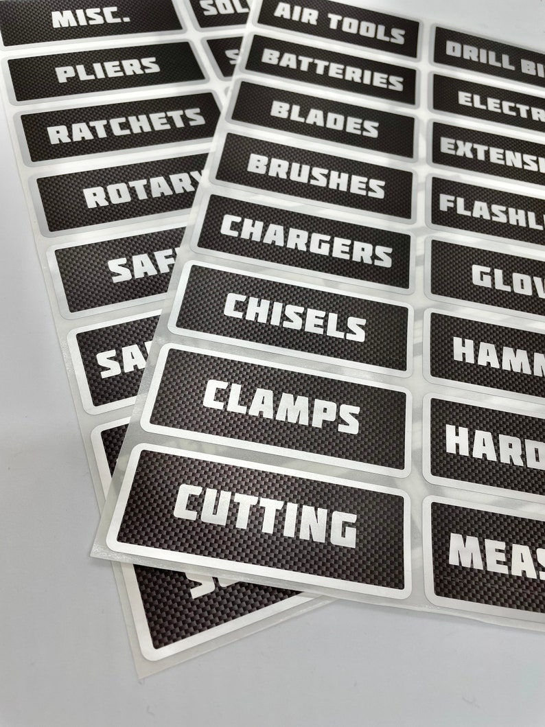 Metallic Tool Box Labels Etsy